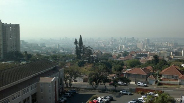 Murky midday showing pollution over Durban from the Berea.
